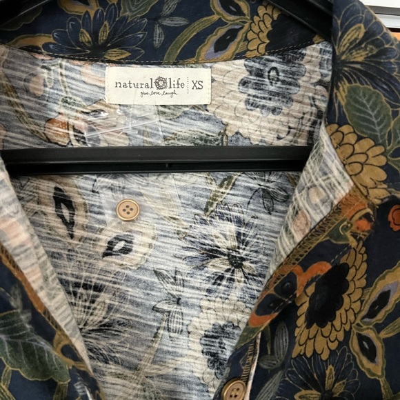 NATURAL LIFE Floral Long Sleeve Dress - Blue and Gold - Picture 4 of 10